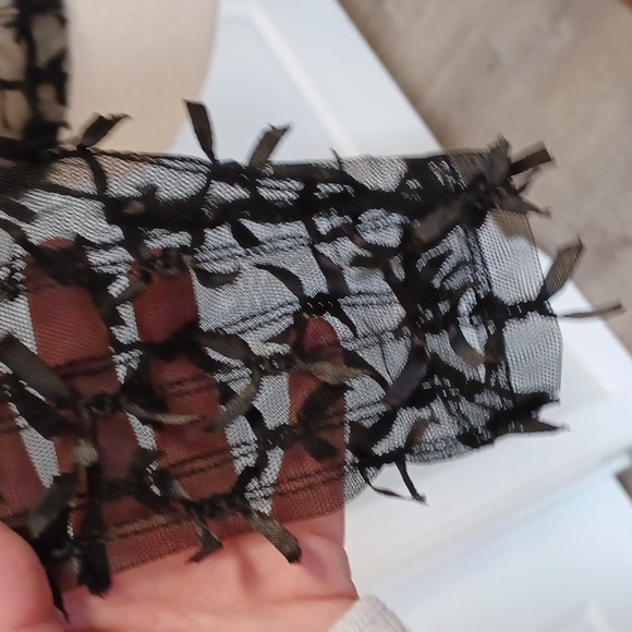 Zara black sheer stretchy long sleeve top bows all over bow decoration small - Picture 14 of 16